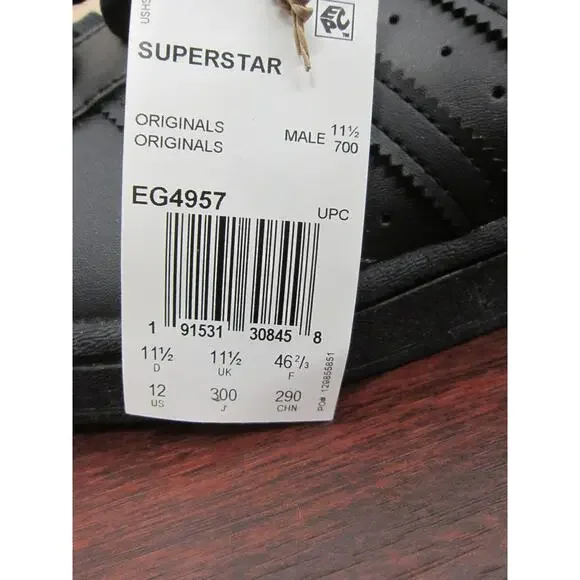 adidas Originals mens Superstar Sneaker, Black/Deep Black/Black, 12 US